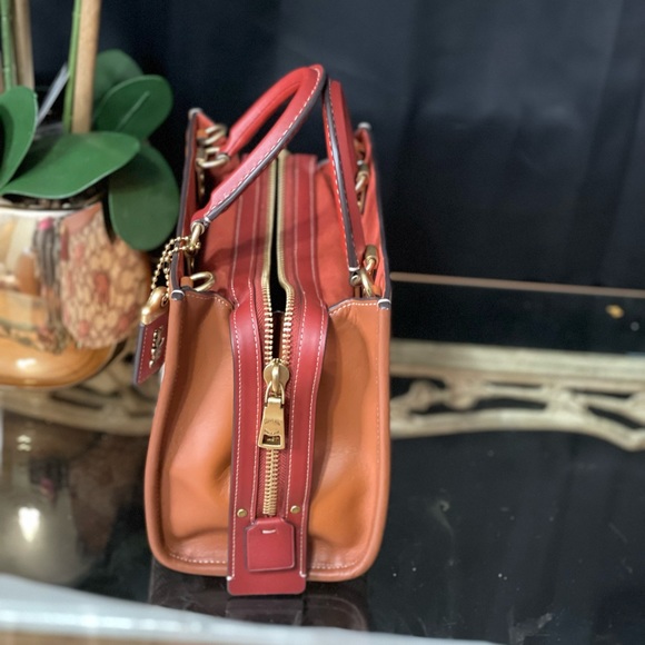 COACH Rogue 25 Cocoa Textile Jacquard Embroidered Elephant Motif Leather - Picture 4 of 11